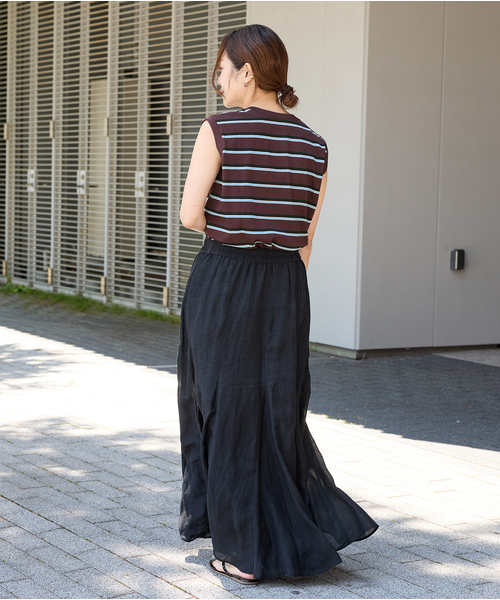 JOURNAL STANDARD(ジャーナルスタンダード)の「《追加3》汗ジミ防止天竺ボーダーノースリーブ(Tシャツ/カットソー・レディース・ベージュ系その他/ブラウン/ネイビー/グリーン系その他・FREE)」の10枚目の写真