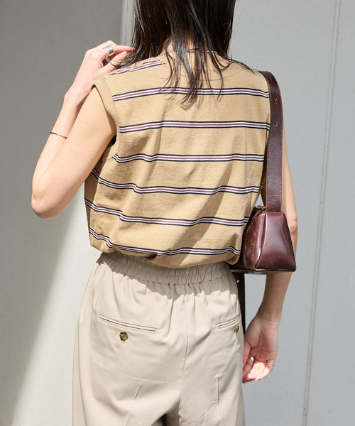 JOURNAL STANDARD(ジャーナルスタンダード)の「《追加3》汗ジミ防止天竺ボーダーノースリーブ(Tシャツ/カットソー・レディース・ベージュ系その他/ブラウン/ネイビー/グリーン系その他・FREE)」の18枚目の写真