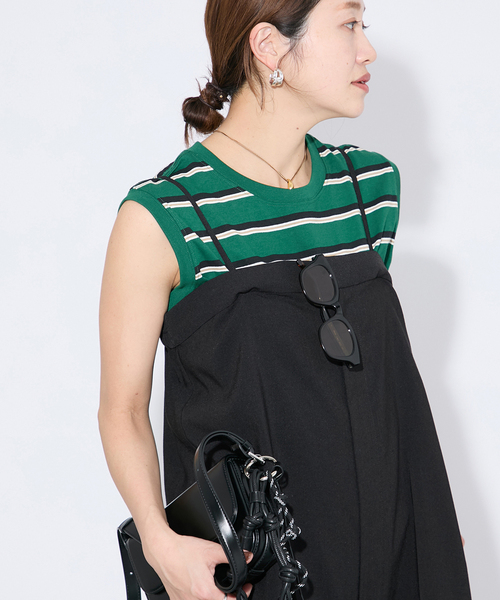 JOURNAL STANDARD(ジャーナルスタンダード)の「《追加3》汗ジミ防止天竺ボーダーノースリーブ(Tシャツ/カットソー・レディース・ベージュ系その他/ブラウン/ネイビー/グリーン系その他・FREE)」の20枚目の写真