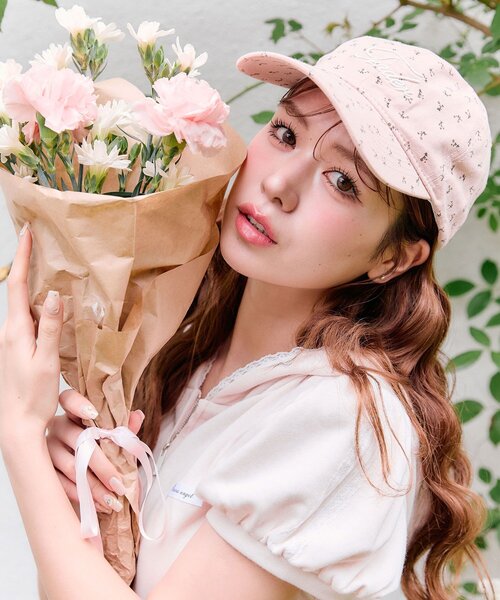 OLIVE des OLIVE（オリーブデオリーブ）の「花柄キャップ（キャップ・レディース・ネイビー/ピンク/アイボリー・FREE）」の21枚目の写真