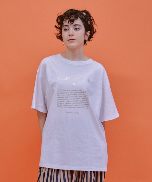 manana suerte(マニャーナスエルテ)の「メタリックロゴオーバールーズTシャツ(Tシャツ/カットソー・レディース・ブラック/ホワイト・FREE)」の13枚目の写真