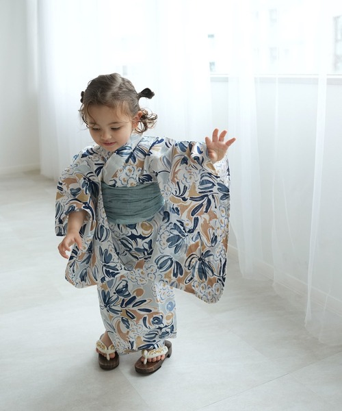 ニコアンティーク　utatane キッズ浴衣 セール】キッズ浴衣3点セット ニコアンティーク 芙蓉エフェクト