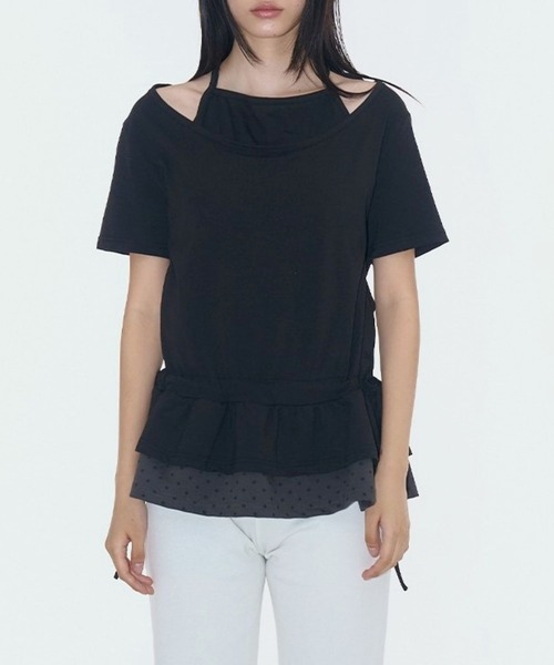 tシャツ PLACE STUDIO／レイヤードドットフリルT レディース PLACE STUDIO／レイヤードドットフリルT（Tシャツ/カットソー