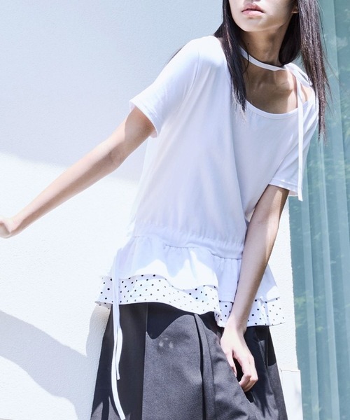 tシャツ PLACE STUDIO／レイヤードドットフリルT レディース PLACE STUDIO／レイヤードドットフリルT（Tシャツ/カットソー