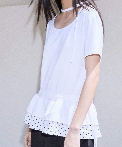 tシャツ PLACE STUDIO／レイヤードドットフリルT レディース PLACE STUDIO／レイヤードドットフリルT（Tシャツ/カットソー