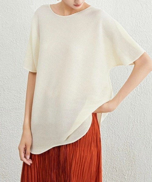 lesperance(レスぺランス)の「サマーニットプルオーバー(Tシャツ/カットソー・レディース・アイボリー/ブラック/カーキブラウン・フリー)」の2枚目の写真