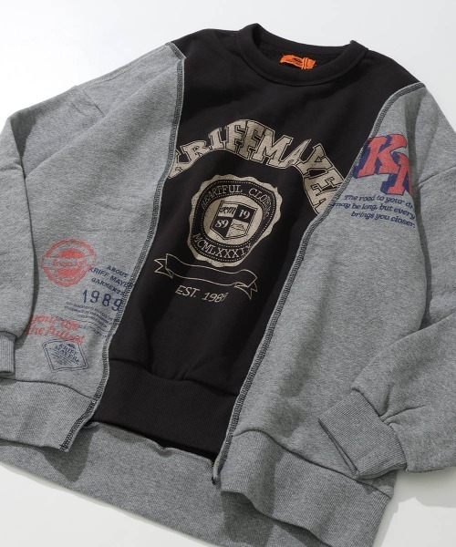 KRIFF MAYER Lady's Collection（クリフメイヤーレディースコレクション）の「【本体綿100％】リメイク風ざっくり裏毛スウェット（スウェット・レディース・グレー/カラフル/パープル/イエロー/ベージュ・LARGE/MEDIUM）」の2枚目の写真