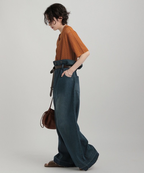 GEORGE'S(ジョージズ)の「透かし編みポロニット(ニット/セーター・レディース・オレンジ/アイボリー/ブラック/キャメル・SMALL/MEDIUM)」の10枚目の写真