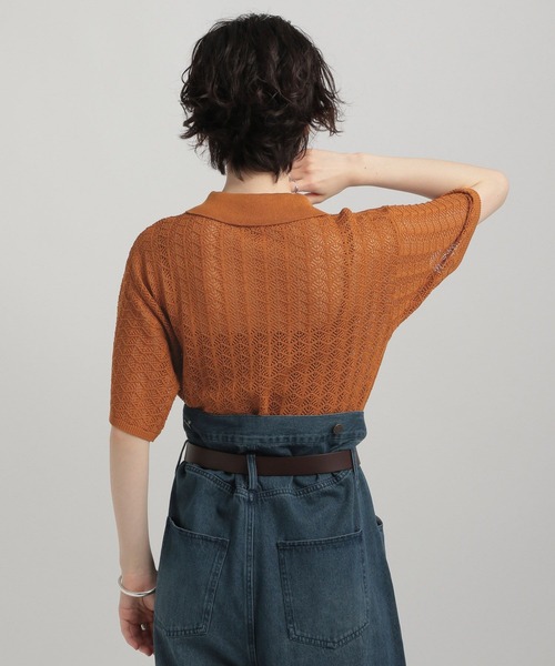 GEORGE'S(ジョージズ)の「透かし編みポロニット(ニット/セーター・レディース・オレンジ/アイボリー/ブラック/キャメル・SMALL/MEDIUM)」の16枚目の写真