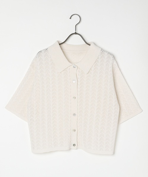 GEORGE'S(ジョージズ)の「透かし編みポロニット(ニット/セーター・レディース・オレンジ/アイボリー/ブラック/キャメル・SMALL/MEDIUM)」の17枚目の写真