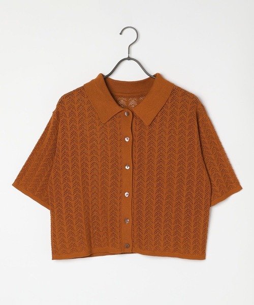 GEORGE'S(ジョージズ)の「透かし編みポロニット(ニット/セーター・レディース・オレンジ/アイボリー/ブラック/キャメル・SMALL/MEDIUM)」の19枚目の写真