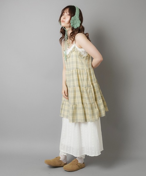SPINNS（スピンズ）の「ティアードキャミワンピース/チェック/NEO森ガール（ワンピース・レディース・イエロー・ONESIZE）」の6枚目の写真