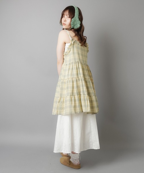 SPINNS（スピンズ）の「ティアードキャミワンピース/チェック/NEO森ガール（ワンピース・レディース・イエロー・ONESIZE）」の7枚目の写真