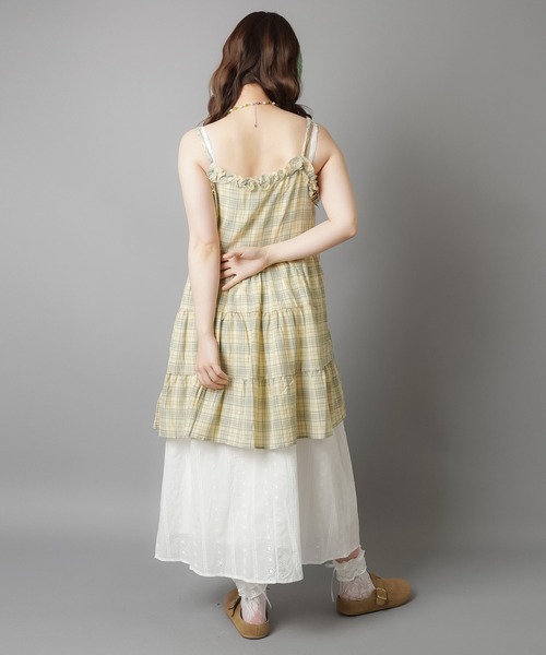 SPINNS（スピンズ）の「ティアードキャミワンピース/チェック/NEO森ガール（ワンピース・レディース・イエロー・ONESIZE）」の8枚目の写真