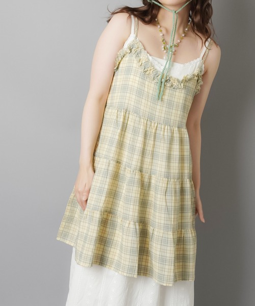 SPINNS（スピンズ）の「ティアードキャミワンピース/チェック/NEO森ガール（ワンピース・レディース・イエロー・ONESIZE）」の11枚目の写真