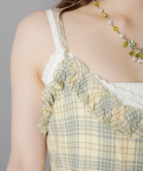 SPINNS（スピンズ）の「ティアードキャミワンピース/チェック/NEO森ガール（ワンピース・レディース・イエロー・ONESIZE）」の14枚目の写真