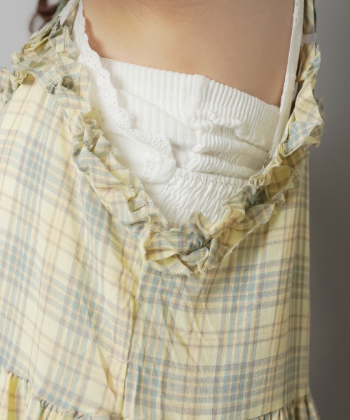 SPINNS（スピンズ）の「ティアードキャミワンピース/チェック/NEO森ガール（ワンピース・レディース・イエロー・ONESIZE）」の16枚目の写真