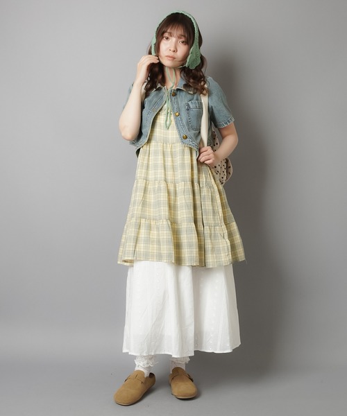 SPINNS（スピンズ）の「ティアードキャミワンピース/チェック/NEO森ガール（ワンピース・レディース・イエロー・ONESIZE）」の18枚目の写真