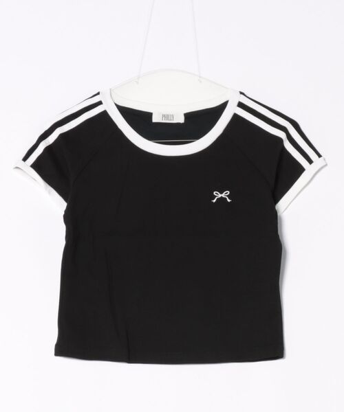PHILLY（フィリー）の「ﾘﾎﾞﾝOP2ﾗｲﾝﾘﾝｶﾞｰT（Tシャツ/カットソー・レディース・ホワイト/ブラック・FREE）」の2枚目の写真