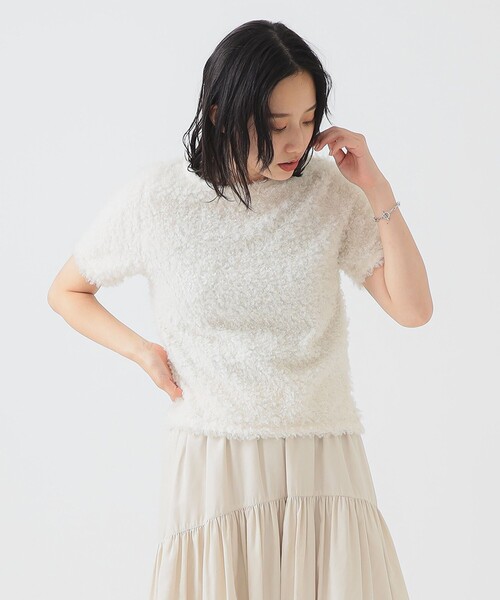 B:MING by BEAMS（ビーミングバイビームス）の「【手洗いOK】カール シャギー Tシャツ（Tシャツ/カットソー・レディース・ホワイト系その他5/ブラック/ブラウン/ブルー系その他・ONE SIZE）」の2枚目の写真