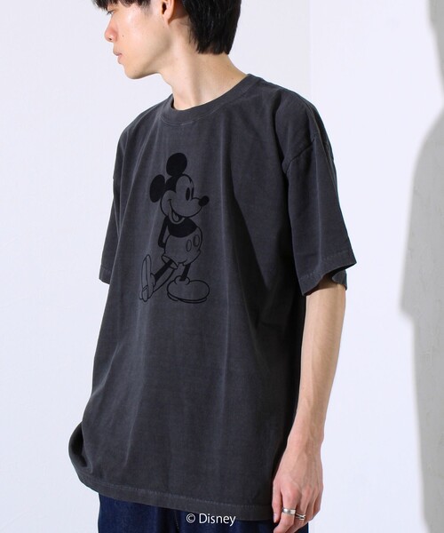 GOOD ROCK SPEED】MICKEY フロッキープリントリンガーT