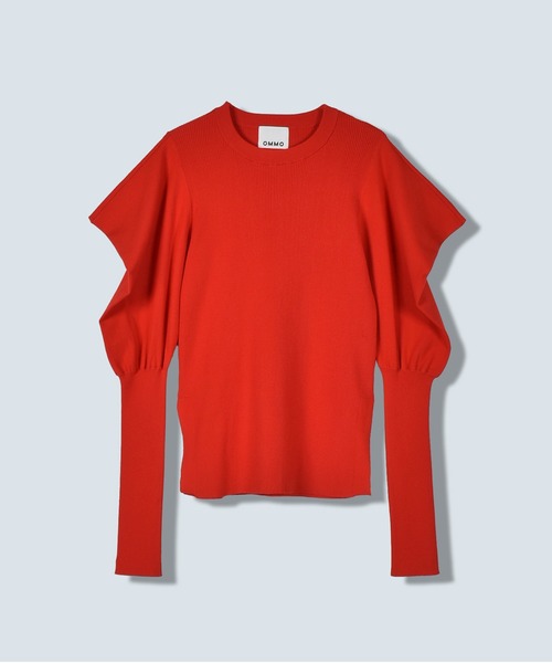 OMMO（オーエムエムオー）の「PUFF SLEEVE KNIT TOP（ニット/セーター・レディース・レッド/ブラック/カーキ/グレー・F）」の18枚目の写真