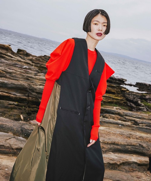 OMMO（オーエムエムオー）の「PUFF SLEEVE KNIT TOP（ニット/セーター・レディース・レッド/ブラック/カーキ/グレー・F）」の13枚目の写真