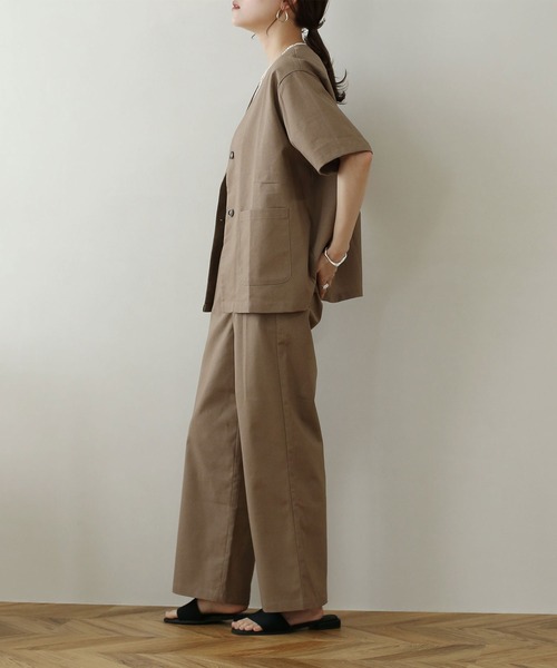 NOAHL(ノアル)の「【NOAHL】リネンワイドパンツ(その他パンツ・レディース・ブラウン/キナリ/ブラック・L/M)」の1枚目の写真