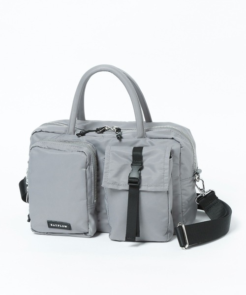 BAYFLOW（ベイフロー）の「[500mlのペットボトルも入る]フロントＷポケットボストンバッグ（ハンドバッグ・レディース・ライトグレー/ブラック/バーガンディー/ライトベージュ・FREE）」の10枚目の写真