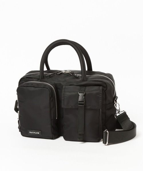 BAYFLOW（ベイフロー）の「[500mlのペットボトルも入る]フロントＷポケットボストンバッグ（ハンドバッグ・レディース・ライトグレー/ブラック/バーガンディー/ライトベージュ・FREE）」の11枚目の写真