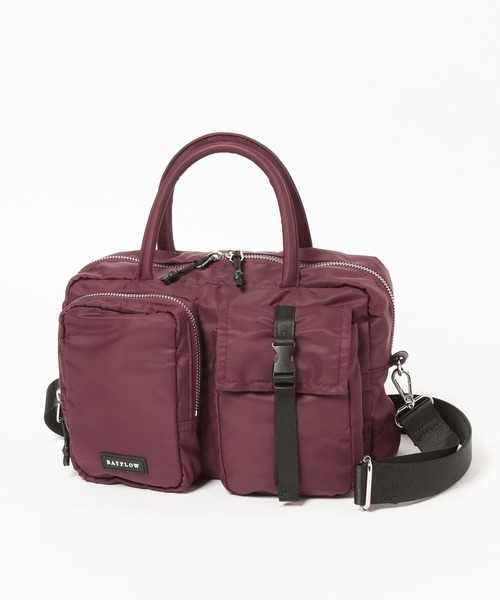 BAYFLOW（ベイフロー）の「[500mlのペットボトルも入る]フロントＷポケットボストンバッグ（ハンドバッグ・レディース・ライトグレー/ブラック/バーガンディー/ライトベージュ・FREE）」の12枚目の写真