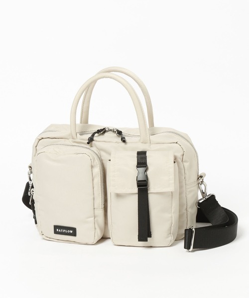 BAYFLOW（ベイフロー）の「[500mlのペットボトルも入る]フロントＷポケットボストンバッグ（ハンドバッグ・レディース・ライトグレー/ブラック/バーガンディー/ライトベージュ・FREE）」の13枚目の写真