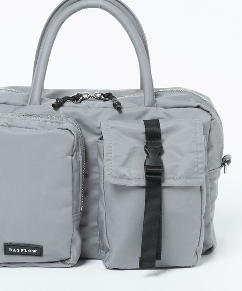 BAYFLOW（ベイフロー）の「[500mlのペットボトルも入る]フロントＷポケットボストンバッグ（ハンドバッグ・レディース・ライトグレー/ブラック/バーガンディー/ライトベージュ・FREE）」の18枚目の写真