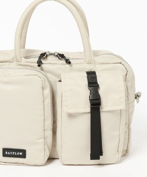 BAYFLOW（ベイフロー）の「[500mlのペットボトルも入る]フロントＷポケットボストンバッグ（ハンドバッグ・レディース・ライトグレー/ブラック/バーガンディー/ライトベージュ・FREE）」の20枚目の写真