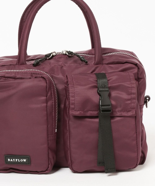 BAYFLOW（ベイフロー）の「[500mlのペットボトルも入る]フロントＷポケットボストンバッグ（ハンドバッグ・レディース・ライトグレー/ブラック/バーガンディー/ライトベージュ・FREE）」の21枚目の写真