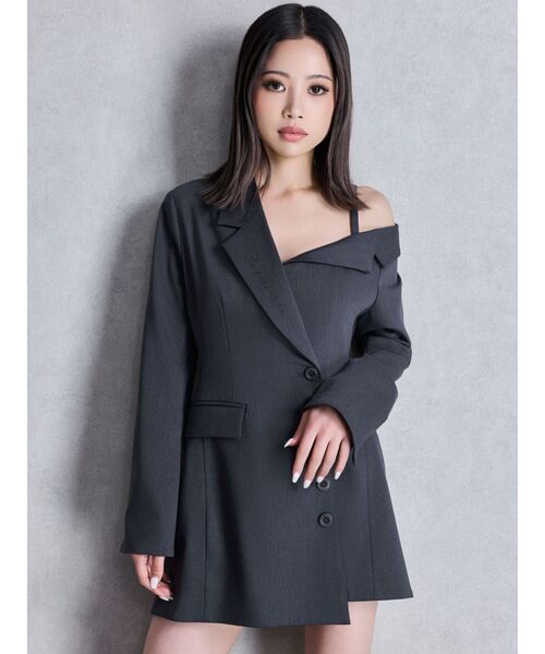 asymmetryジャケットワンピース