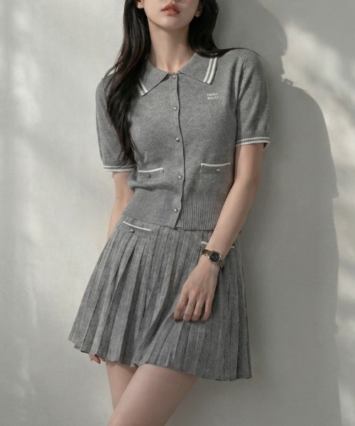 LADY LIKE(レディライク)の「【2点セット】ワンポイント刺繍バイカラーニットセットアップ(ニット/セーター・レディース・モカ/ネイビー/アイボリー/グレー・M)」の15枚目の写真