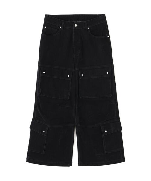 DANKE SCHON(ダンケシェーン)の「DankeSchon/ダンケシェーン/FLOCKY DENIM FLARE CARGO PANTS(デニムパンツ・メンズ・ブラック/ブラウン・S/M/L)」の2枚目の写真
