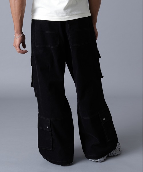 DankeSchon/ダンケシェーン/FLOCKY DENIM FLARE CARGO PANTS