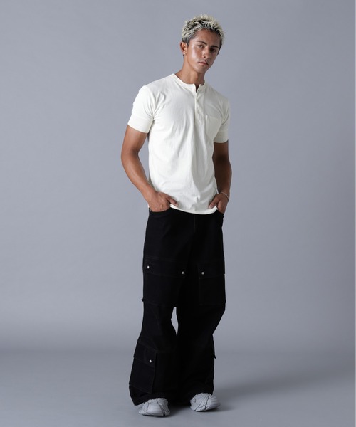 DankeSchon/ダンケシェーン/FLOCKY DENIM FLARE CARGO PANTS（デニム