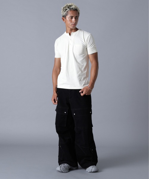 DANKE SCHON（ダンケシェーン）の「DankeSchon/ダンケシェーン/FLOCKY DENIM FLARE CARGO PANTS（デニムパンツ・メンズ・ブラック/ブラウン・S/M/L）」の7枚目の写真