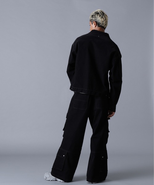 DANKE SCHON（ダンケシェーン）の「DankeSchon/ダンケシェーン/FLOCKY DENIM FLARE CARGO PANTS（デニムパンツ・メンズ・ブラック/ブラウン・S/M/L）」の11枚目の写真