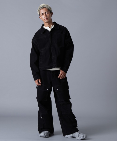 DANKE SCHON（ダンケシェーン）の「DankeSchon/ダンケシェーン/FLOCKY DENIM FLARE CARGO PANTS（デニムパンツ・メンズ・ブラック/ブラウン・S/M/L）」の12枚目の写真