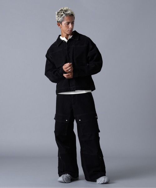 DANKE SCHON（ダンケシェーン）の「DankeSchon/ダンケシェーン/FLOCKY DENIM FLARE CARGO PANTS（デニムパンツ・メンズ・ブラック/ブラウン・S/M/L）」の14枚目の写真