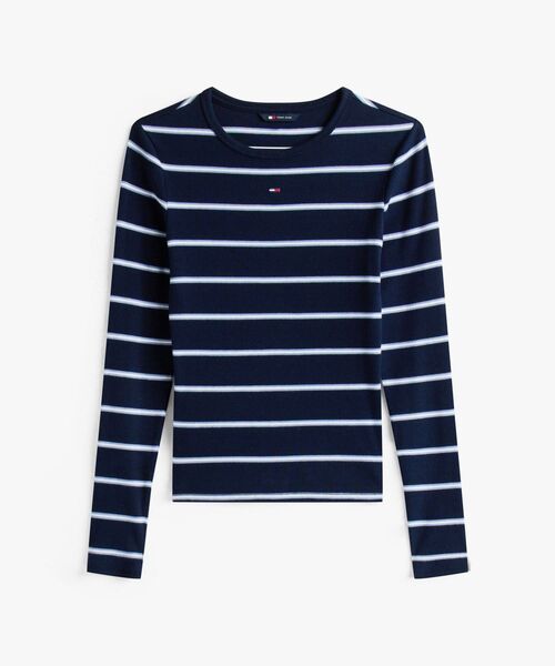 tommy jeans（トミー ジーンズ）の「スリムエッセンシャルロングスリーブリブTシャツ（Tシャツ/カットソー・レディース・ブラック/マルチ・SMALL/MEDIUM/X-SMALL）」の6枚目の写真