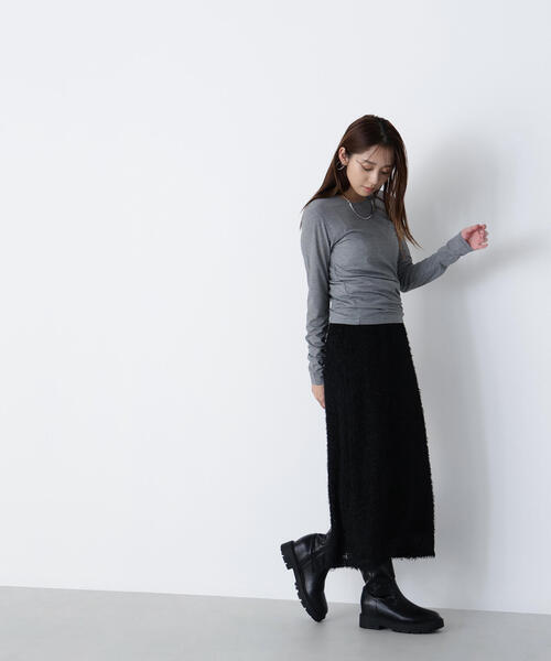 NATURAL BEAUTY BASIC（ナチュラルビューティーベーシック）の「◇【Oggi号掲載】シアーカットソーシリーズ クルーネック（Tシャツ/カットソー・レディース・ピンク/グレー/レッド/オフホワイト・FREE）」の10枚目の写真