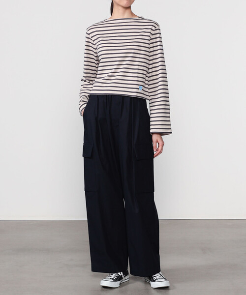 nicholson&nicholson（ニコルソンアンドニコルソン）の「nicholson & nicholson | コットン ツイルワイドカーゴパンツ WOMEN（カーゴパンツ・レディース・ネイビー/ベージュ・36）」の11枚目の写真
