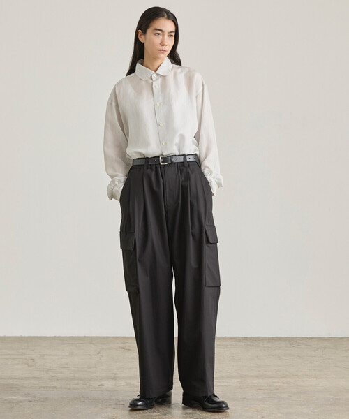 nicholson&nicholson（ニコルソンアンドニコルソン）の「nicholson & nicholson | コットン ツイルワイドカーゴパンツ WOMEN（カーゴパンツ・レディース・ネイビー/ベージュ・36）」の13枚目の写真