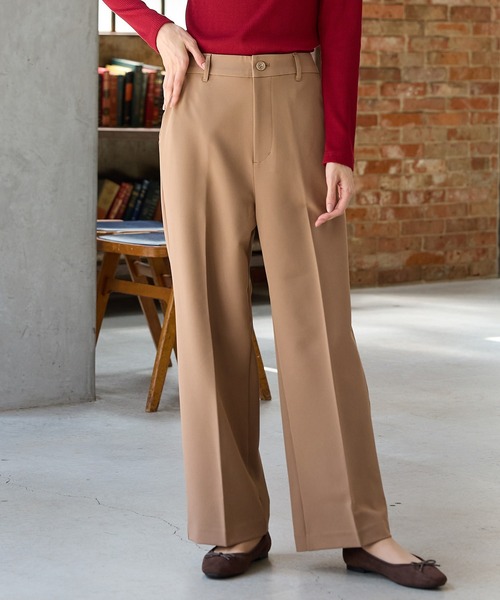 Honeys（ハニーズ）の「【ストレッチ・ウォッシャブル・イージーケア】ストレートパンツ（スラックス・レディース・ブラック/ネイビー/ヘザーチャコール/キャメル・SS/S/M/LL/L/3L）」の4枚目の写真