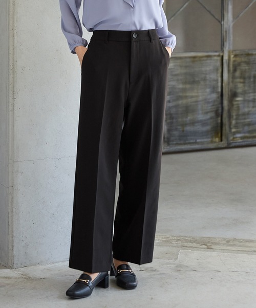 Honeys（ハニーズ）の「【ストレッチ・ウォッシャブル・イージーケア】ストレートパンツ（スラックス・レディース・ブラック/ネイビー/ヘザーチャコール/キャメル・SS/S/M/LL/L/3L）」の2枚目の写真